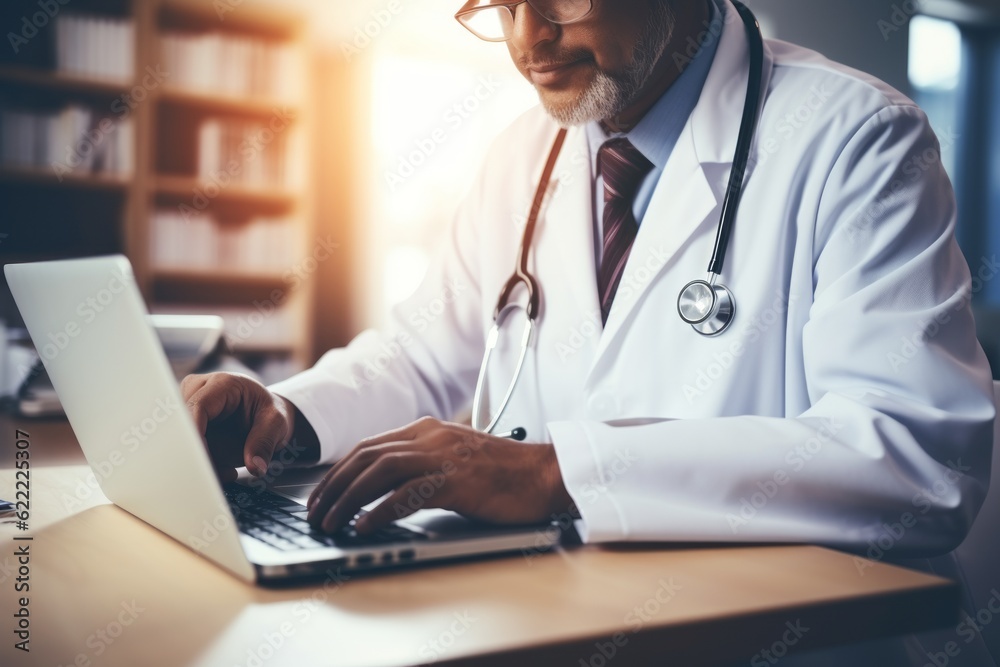 Doctor Working On Laptop, Generative AI Doctor Working On Laptop, Generative AI