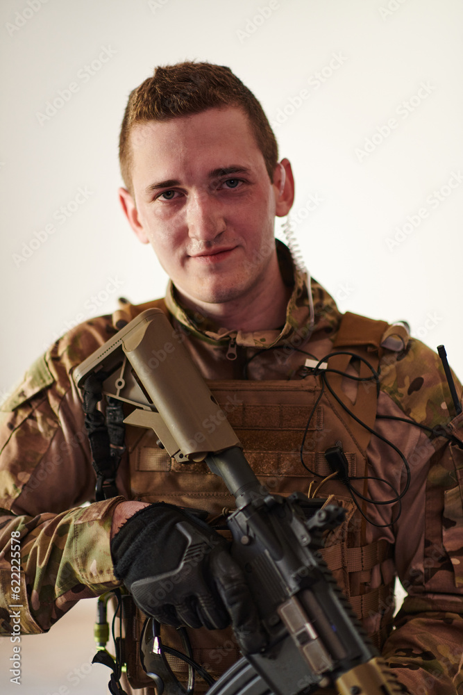 Modern warfare soldier portrait in urban environment Modern warfare soldier portrait in urban environment