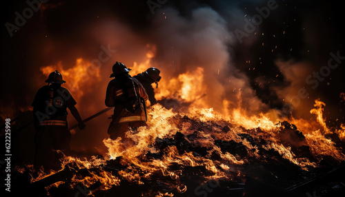  firefighters embody bravery and selflessness as they battle to protect lives and property.ai generative