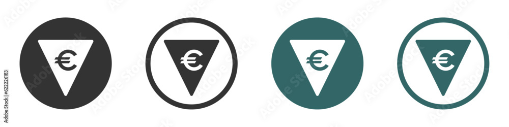 Cost reduction. Euro decrease vector icons set Cost reduction. Euro decrease vector icons set