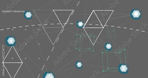 Wallpaper Mural Animation of network of connections over data processing Torontodigital.ca