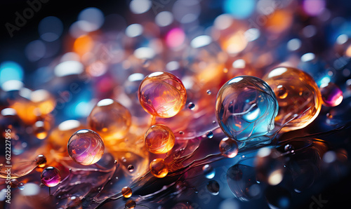 Abstract background. Colorful oil bubbles and drops. © Andreas