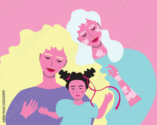 Different generations of women as a concept of growth and maturation, vector stock illustration