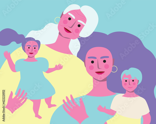 Women as a family  grandmother  mother  daughter  concept different ages  different generations  vector stock illustration