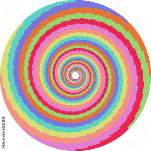 Colorful motion spiral vortex circle vector illustration. Delicious candy ice cream circular swirl pattern design.