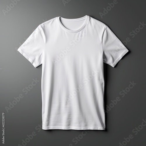 A plain white T-shirt for mockup, a white men's shirt on a plain dark grey background