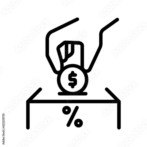Black line icon for Direct deposit