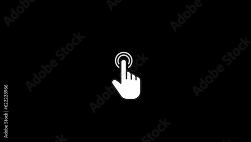 Mouse click animated video. Cursor click on the computer screen. alpha channel