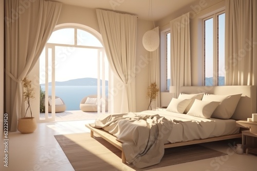 Mediterranean-Inspired Bedroom in a Greek Island Paradise. High end luxurious bedroom © aboutmomentsimages