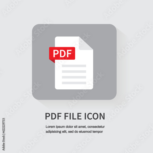 PDF icon. Design for apps and websites. pdf file. Vector illustration