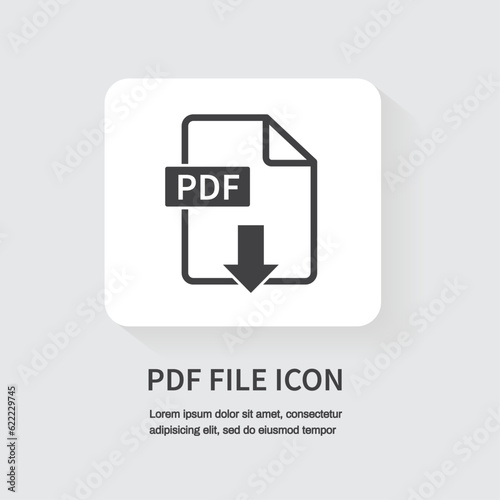 PDF icon isolated on white background. Download pdf file. Design for apps and websites. Vector illustration