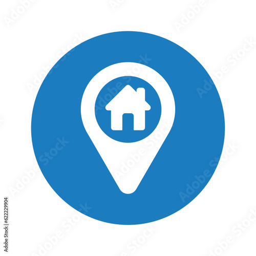 Address, house, inhabitant icon, Blue color design.