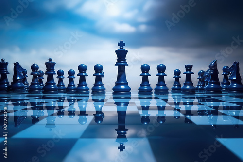 Foto Wallpaper chess pieces on a board