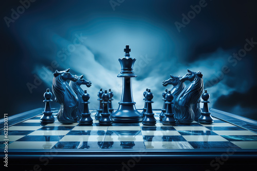 Foto Wallpaper chess pieces on a board