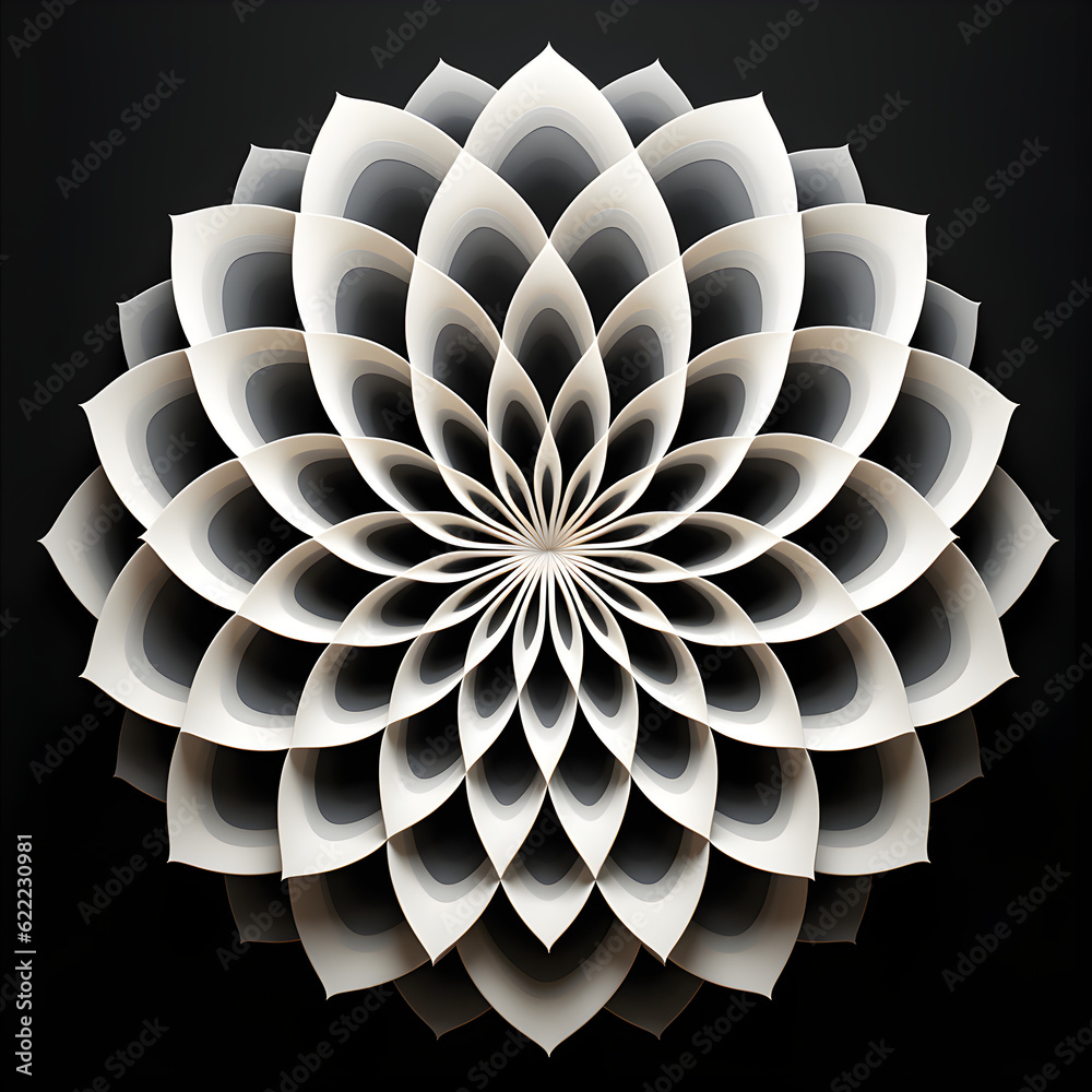 custom made wallpaper toronto digitalPicture a simple, elegant fractal pattern, composed of a repeating geometric shape that adds depth and complexity. A minimalist, modern style in a monochromatic black and white palette.
