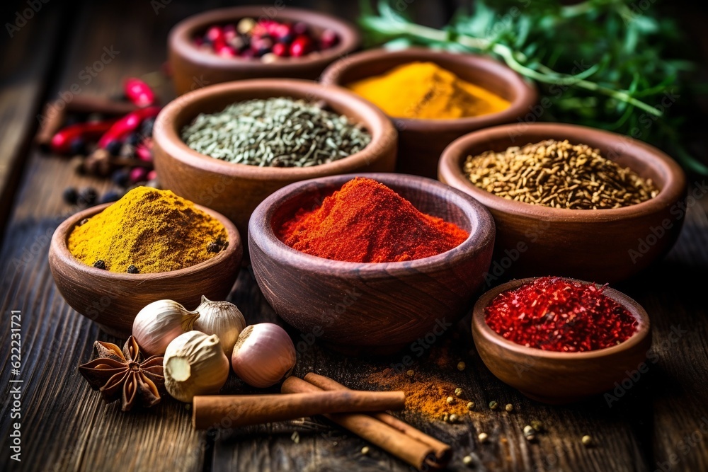 Spices and herbs, generative ai image Spices and herbs, generative ai image