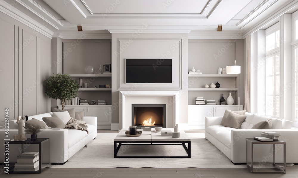 Luxury living room interior, generative ai Luxury living room interior, generative ai