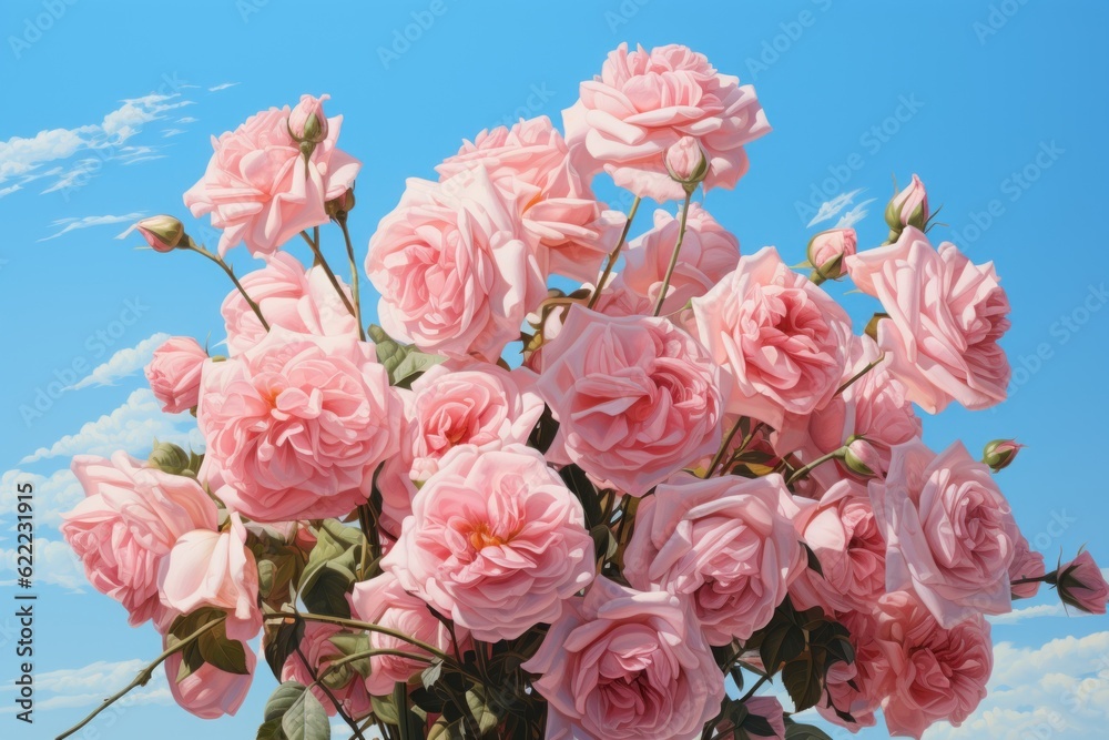 Fototapeta premium Bouquet of flowers colorful with a blue sky and cloud.