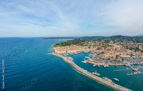 View of Saint Tropez city and port, Cote d'Azur, France, South Europe