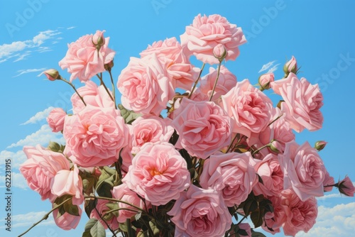 Bouquet of flowers colorful with a blue sky and cloud.