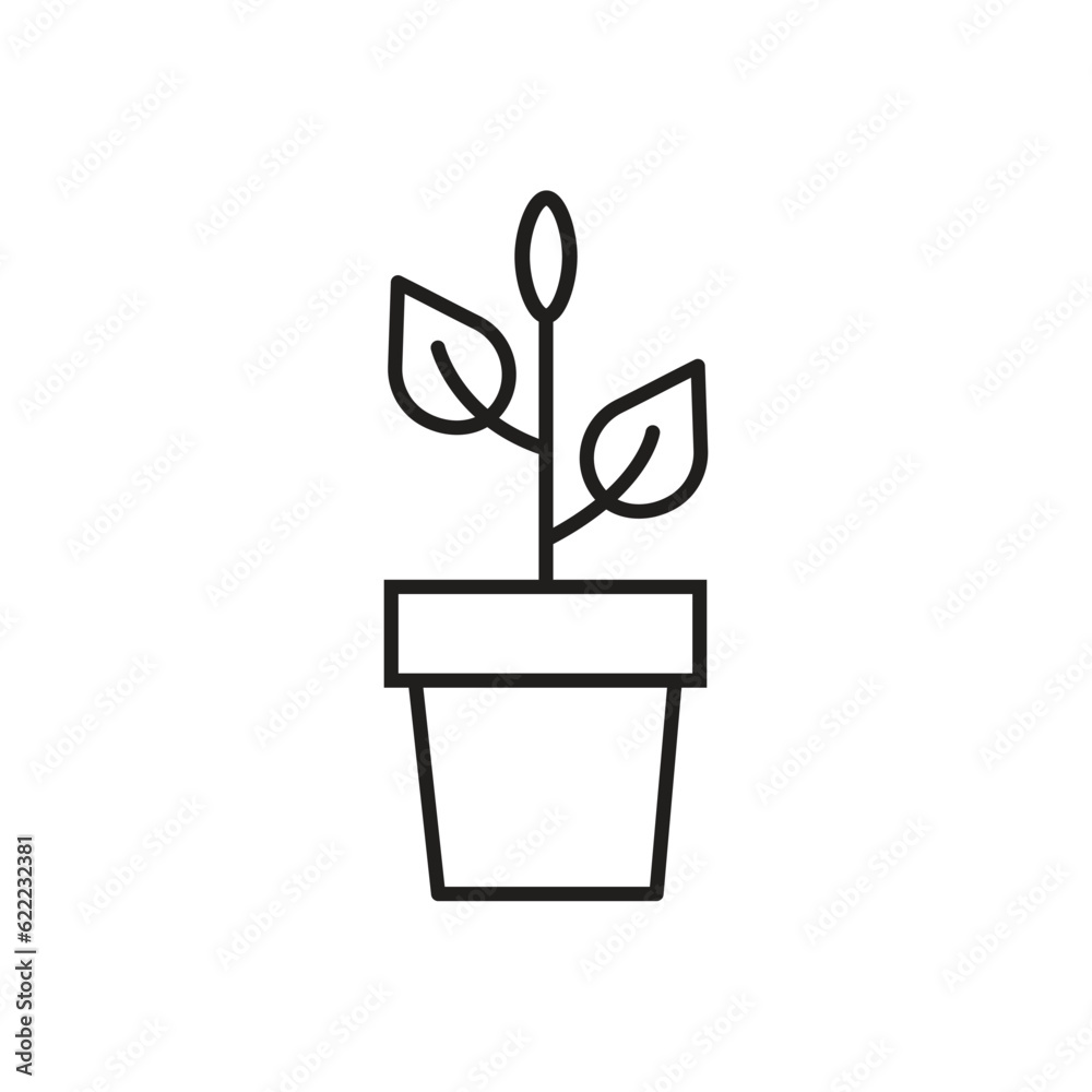 Flower plant in pot icon. Home plant Line version vector illustration. Flower plant in pot icon. Home plant Line version vector illustration.