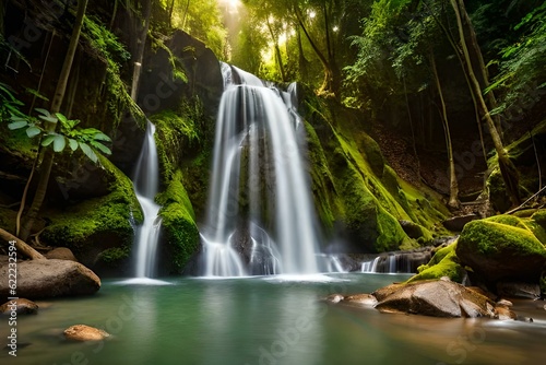 waterfall in jungle generated ai