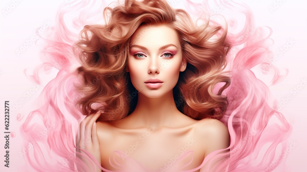 Beauty, hair care and salon with portrait of woman on transparent background for skincare, cosmetics and shampoo. Glow, keratin and makeup with female for self love and hairstyle, generative ai