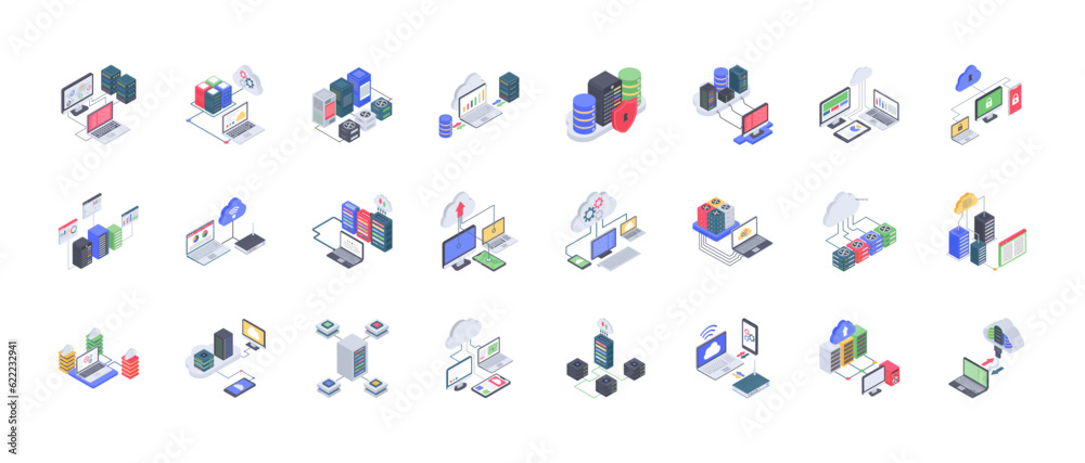 Set of cloud service icon. Set of cloud service icon.