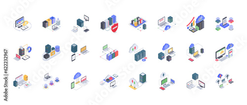 Set of cloud service icon.