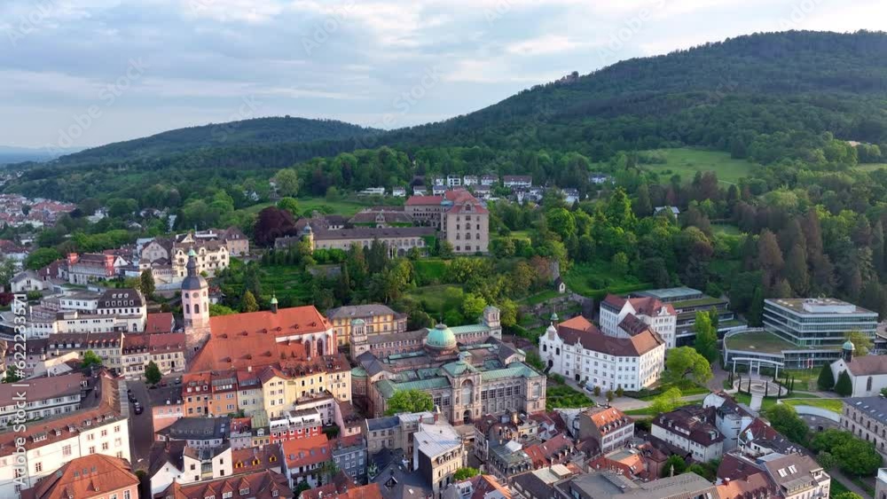 Aerial view of the city Baden-Baden in Germany in summer. thermal springs. Spa Aerial view of the city Baden-Baden in Germany in summer. thermal springs. Spa
