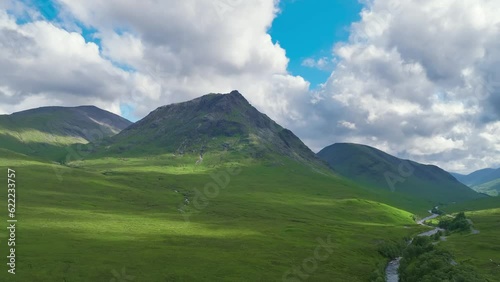 Rannoch Moor and Mountains around Buachaille Etive Mòr, River Coupall, Glen Etive and River Etive, Highlands, Scotland photo