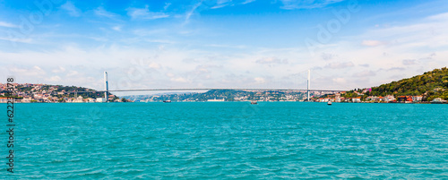 Istanbul view from Bosphorus strait, Turkey. Summer travel and tourism