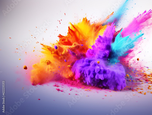 bright red holi paint color powder festival explosion burst isolated white background