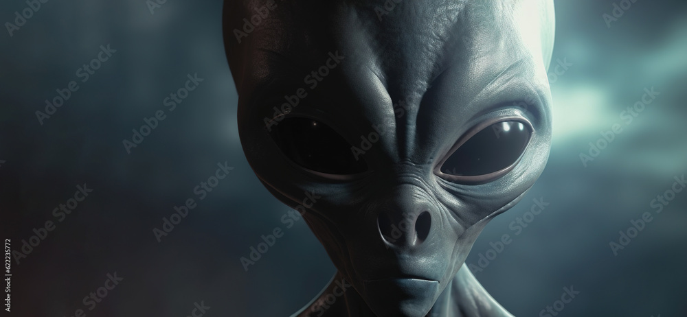 An alien with huge eyes close-up. AI generated
An alien with huge eyes close-up. AI generated