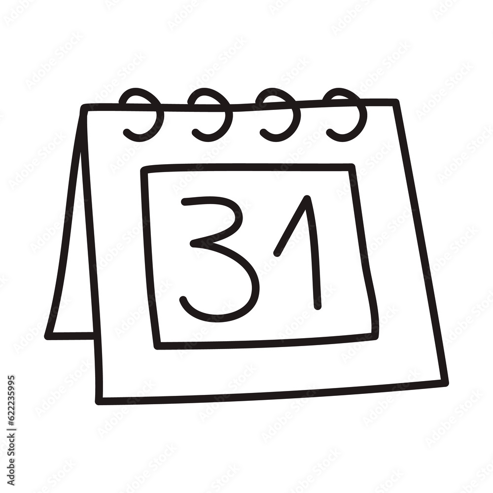 Doodle calendar end month icon or logo, hand drawn with thin black line. Png clipart isolated on transparent background Doodle calendar end month icon or logo, hand drawn with thin black line. Png clipart isolated on transparent background