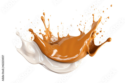 Brown paint splash. isolated object, transparent background