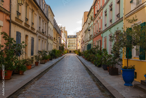 Colorful bright buildings on Cremieux street in Paris, France, Europe © oleg_p_100