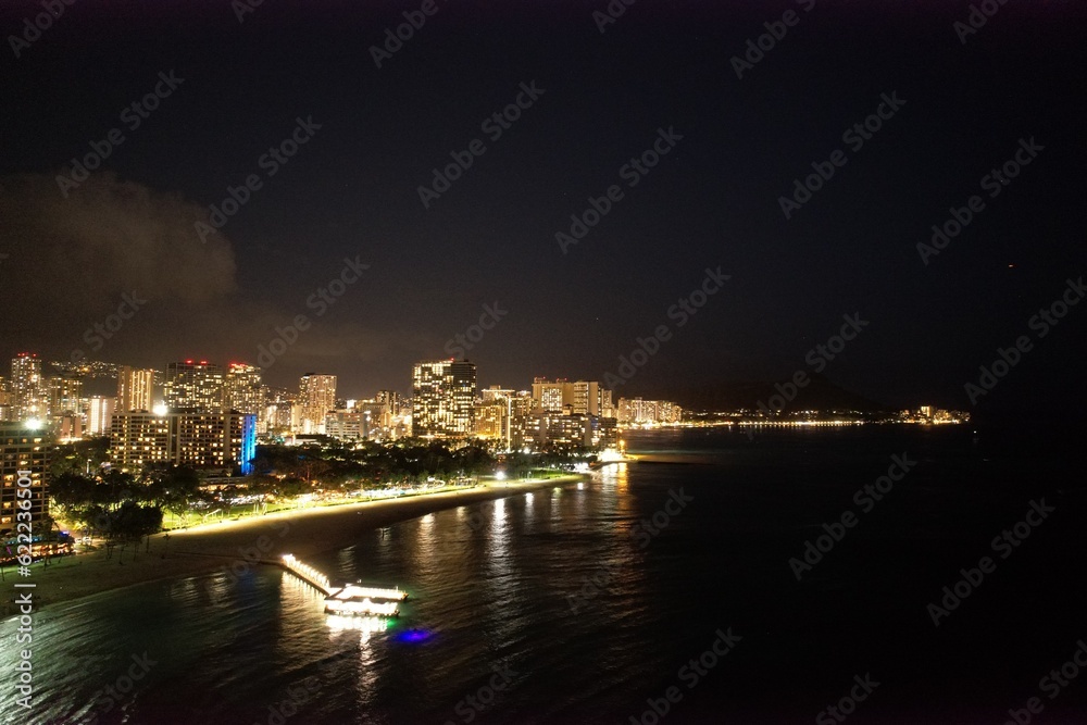 night view of Waikiki 