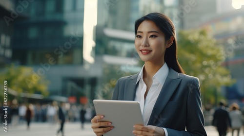 Asian businesswoman using digital tablet