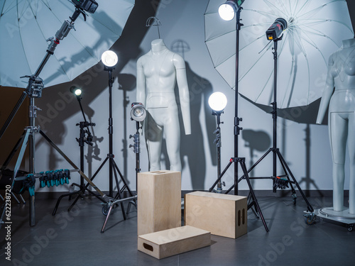 studio with lights and props