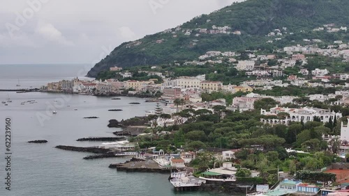 Ischia Island In The Tyrrhenian Sea, Gulf of Naples, Italy. Aerial Wide Shot  photo