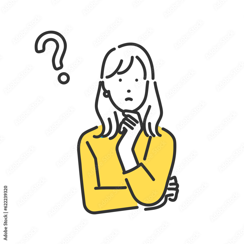 疑問を感じるビジネスパーソンの女性のイラスト素材 疑問を感じるビジネスパーソンの女性のイラスト素材