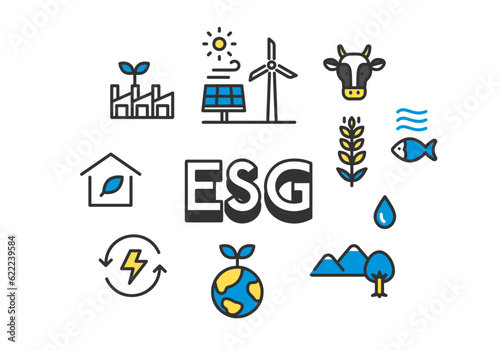 Vászonkép ESG・SDGsのイメージアイコンセット素材