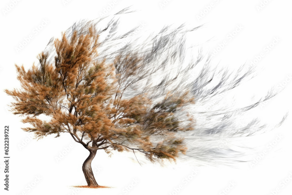 Gusts of Wind Isolated on White. Generative AI