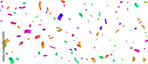 Colorful confetti and zigzag ribbon falling from above Streamers, tinsel vector
