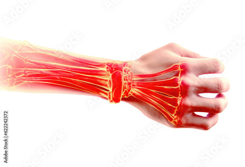 Detailed Wrist Pain Illustration on White. Generative AI