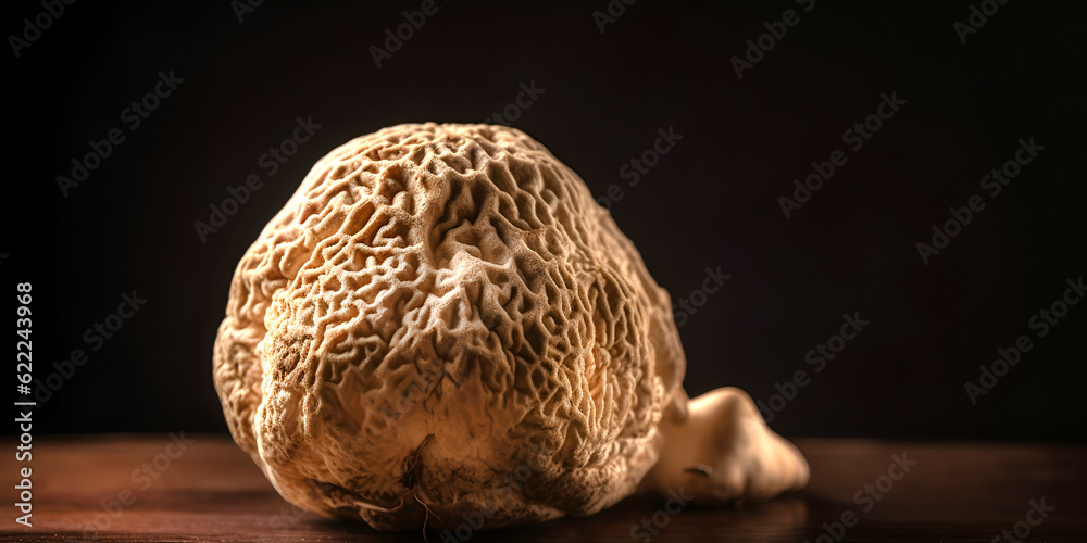 Fototapeta premium White truffle closeup on black background.