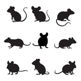 Silhouette mouse collection - vector illustration