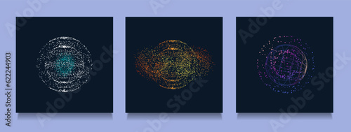 Fotografia, Obraz Set Abstract network technology with dot, point