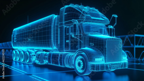 Futuristic truck with trailer scene